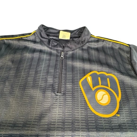 Adult Milwaukee Brewers SGA 1/4 Zip Pullover Warm Up Shirt Navy Size Medium - Picture 4 of 11
